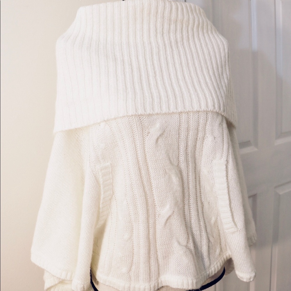 Off the shoulder knitted poncho top!